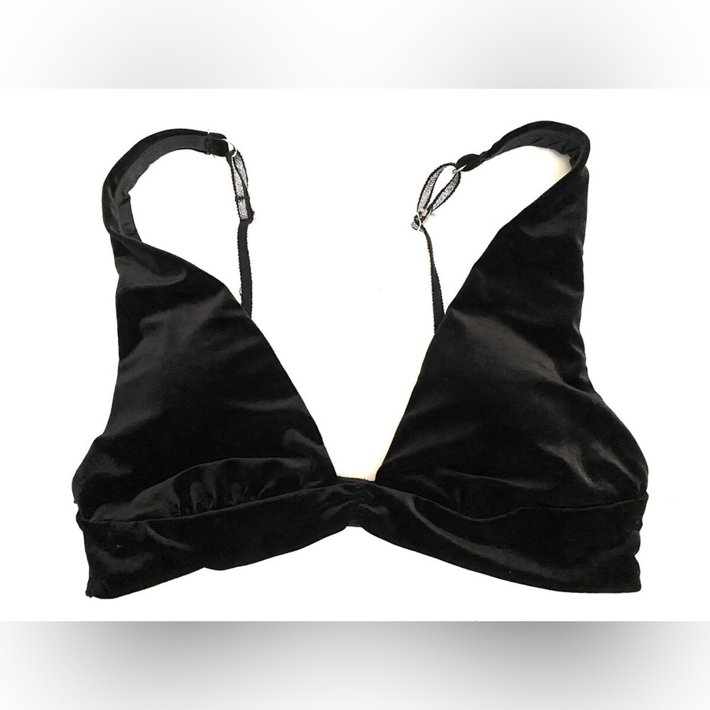 VICTORIAS SECRET Women’s Solid Black Velour Adjustable Bralette Size Extra Large